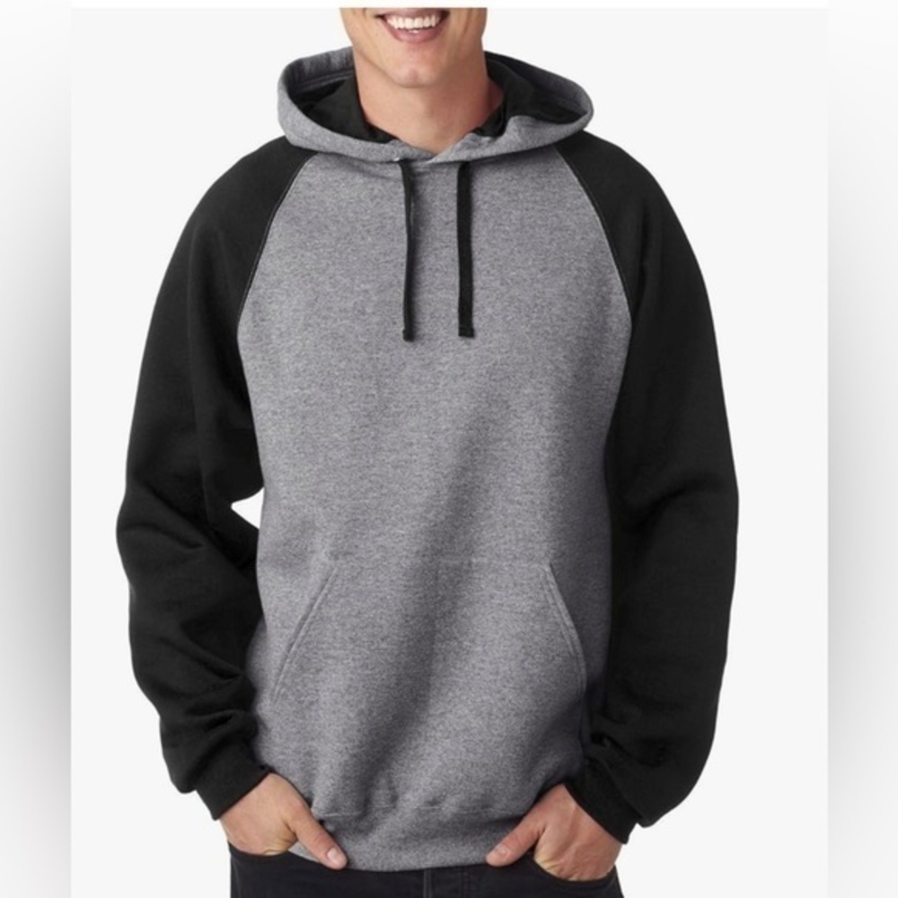 Jerzees J96 Adult NuBlend Color Block Raglan Hooded Pullover- XLarge- NWOT